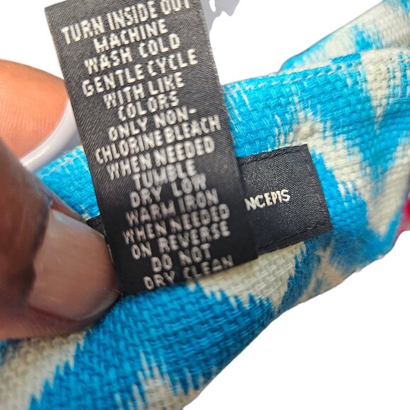 INC Blue & White Chevron Sleeveless Keyhole Back Dress Size 8 Cotton Blend - Picture 6 of 6